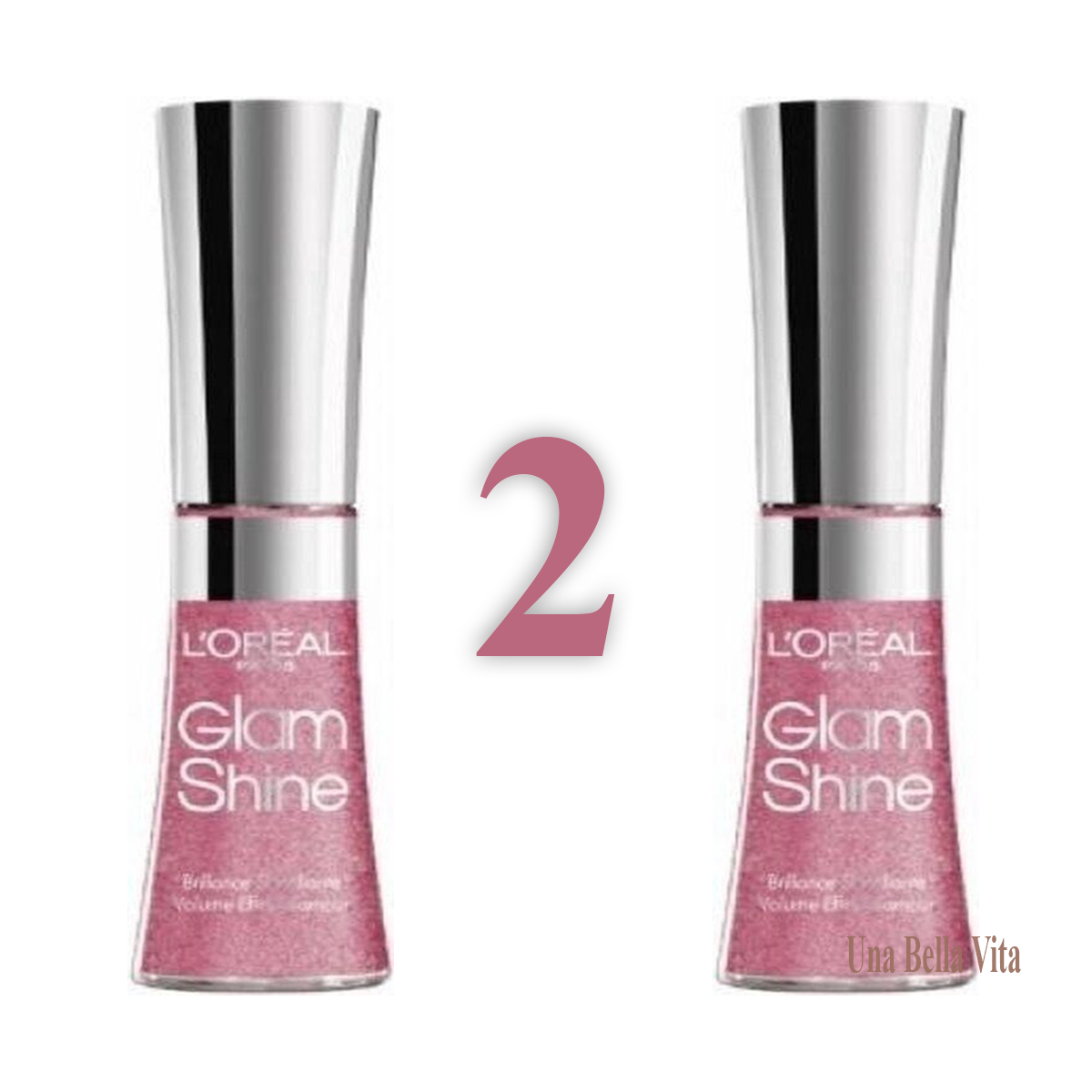 LOT OF 2 Loreal Glam Shine Diamond Lip Gloss - 11 Rose Crystal - NEW