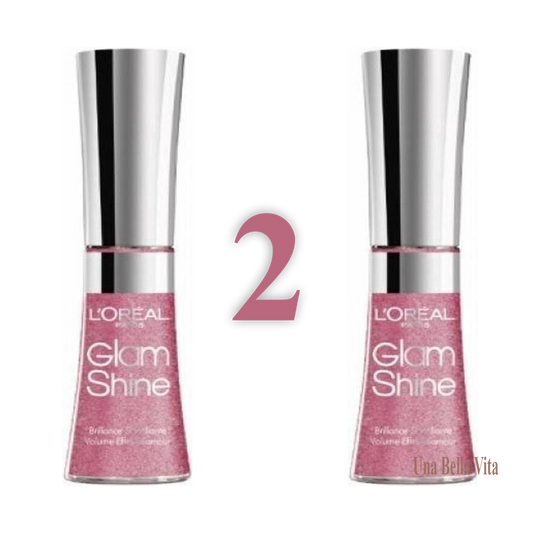 LOT OF 2 Loreal Glam Shine Diamond Lip Gloss - 11 Rose Crystal - NEW